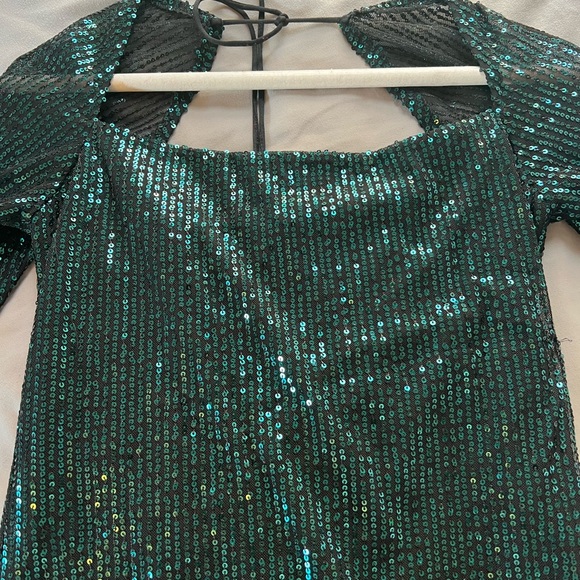 Lucy in the Sky green sequin Shantelle dress, sz XL, sparkle @ holiday parties! - Picture 3 of 6